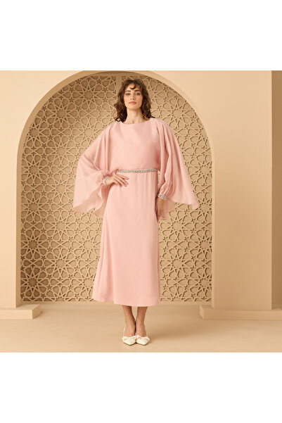 Generic Embellished Dress with Batwing Sleeves