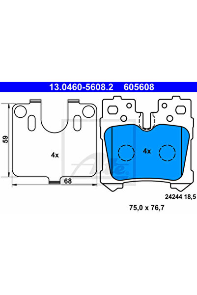 Ate Σετ τακάκια φρένων, δισκόφρενο 13.0460-5608.2