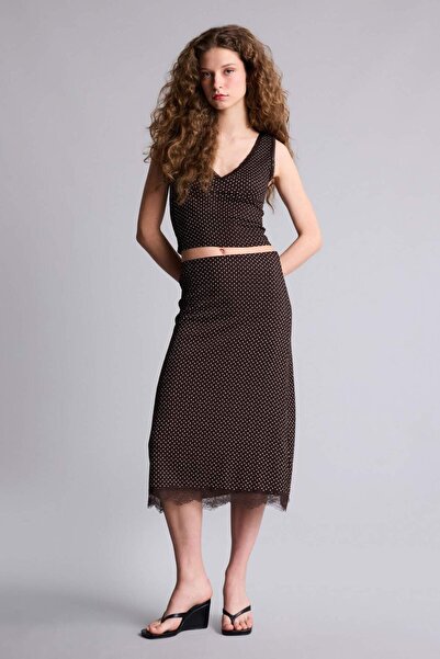DeFacto A-Line Polka Dot Regular Waist Pleated Midi Skirt H0800Ax26Sp