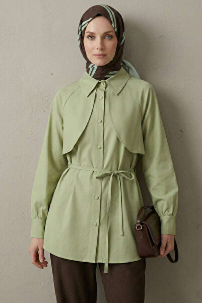 Lavanta Tekstil Tunika sa detaljima od kaputa i užeta