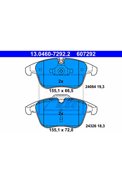 Ate Σετ τακάκια φρένων, δισκόφρενο 13.0460-7292.2