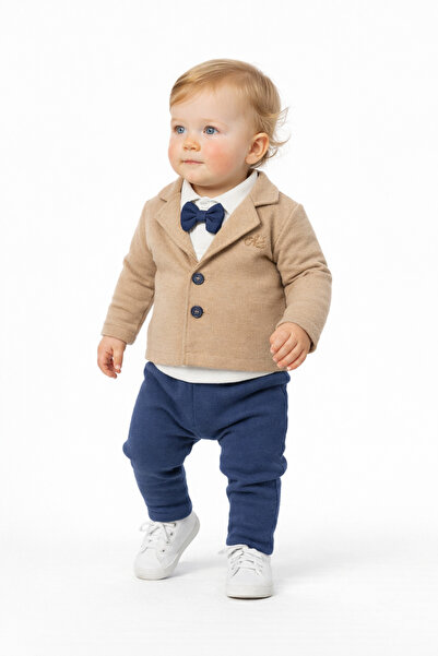 İZYALİF BABY Baby Boy Bow Tie Jacket 3-Piece Set Holiday Mevlüt Set Cotton Pi...