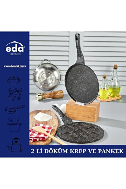 Saatistan İki Bölmeli Çelik Döküm Krep ve Pankek Tavası, Dayanıklı ve Pratik ...