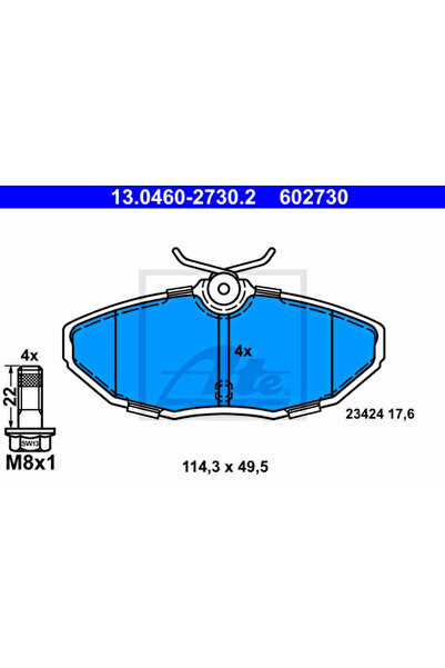 Ate Σετ τακάκια φρένων, δισκόφρενο 13.0460-2730.2 Jaguar S-Type Ii/Xj