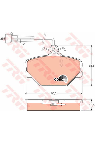 TRW Set de plăcuțe de frână, frână pe disc GDB833