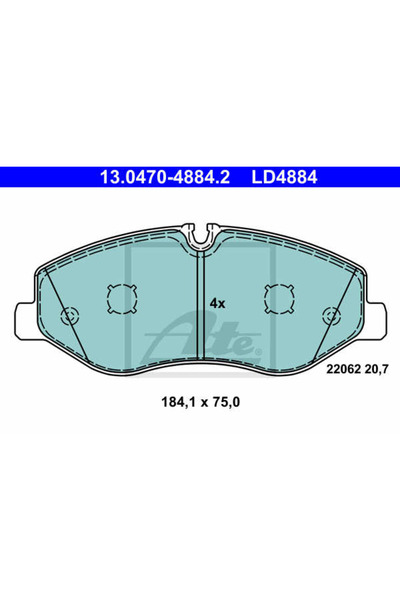 Ate Σετ τακάκια φρένων, δισκόφρενο 13.0470-4884.2