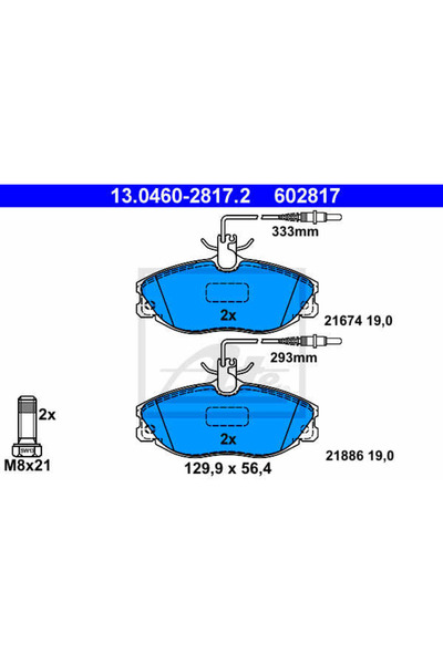 Ate Σετ τακάκια, Δισκόφρενα 13.0460-2817.2 Citron Xsara/Xsara Break/Xsara Cou...