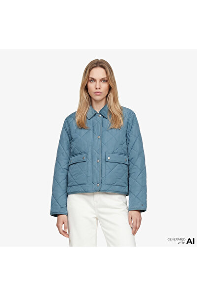 Tommy Hilfiger Padded Quilting Kadın Mavi Ceket