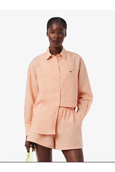 Lacoste Oversized D Linen Blend Shirt