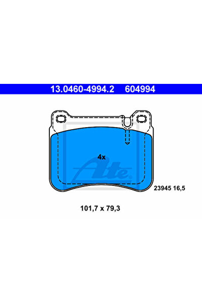 Ate Σετ τακάκια φρένων, δισκόφρενο 13.0460-4994.2