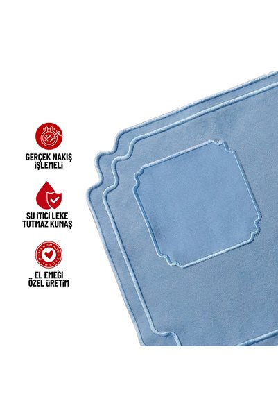 Solterra Design طقم تقديم باروكي مكون من مطرز قطعة لشخصين (قطعتان مفرش طاولة فردي وقطعتان من مناديل التقديم)