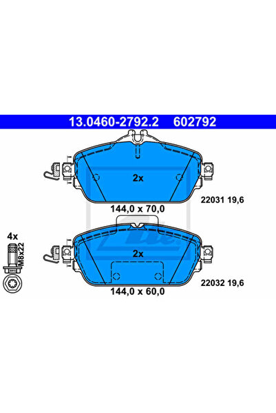 Ate Σετ τακάκια φρένων, δισκόφρενα 13.0460-2792.2 Mercedes-Benz C-Class/C-Cla...