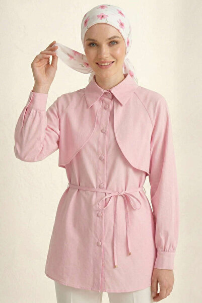 Lavanta Tekstil Tunika sa detaljima od kaputa i užeta