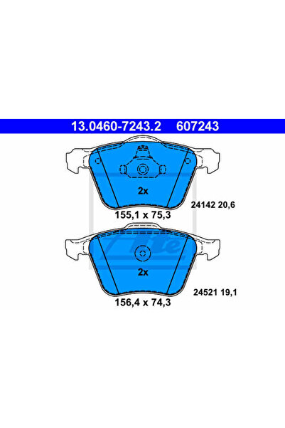 Ate Σετ τακάκια φρένων, δισκόφρενο 13.0460-7243.2