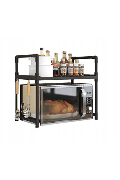 OEM Microwave shelf, 2 levels, 49x48x32 cm, plastic, black