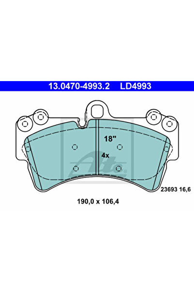 Ate Σετ τακάκια φρένων, δισκόφρενα 13.0470-4993.2 Audi Q7/Q7 Van Porsche Caye...