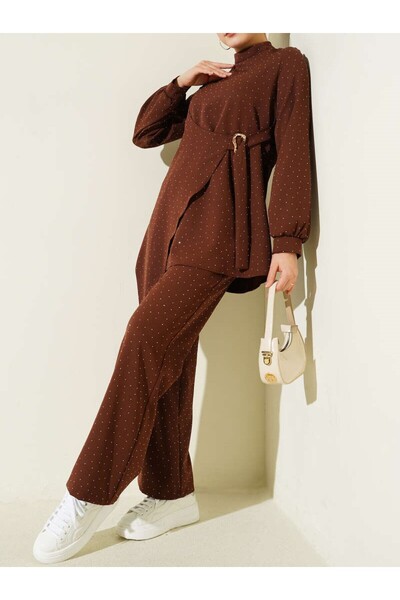 Lavanta Tekstil Mini Stone Belt Detail Double Set