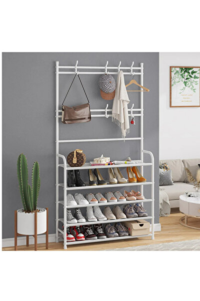 OEM Metal clothes hanger with shoe rack, 5 shelves, 165x60 cm, modern design