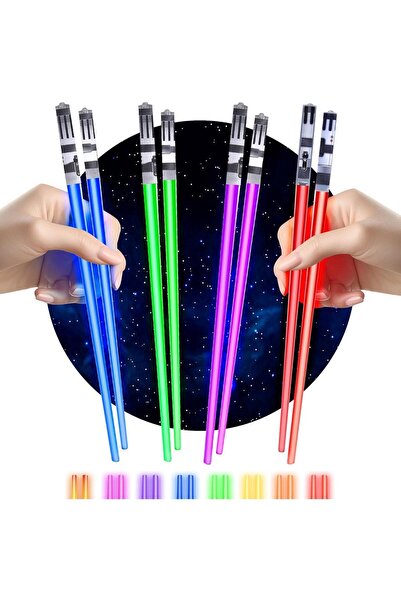 Saatistan 8 Parça LED Işıklı Star Wars Temalı Çöp Çubukları, Eğlenceli ve Şık...