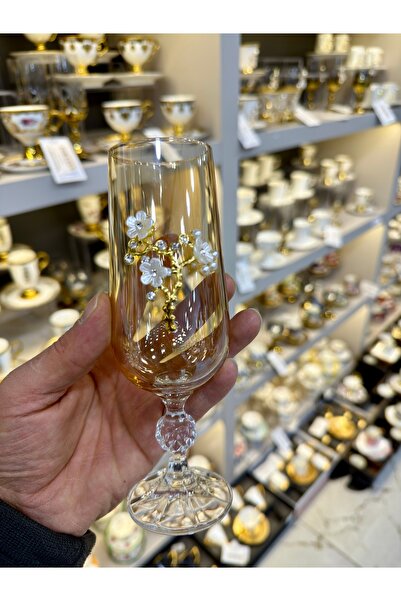 Saatistan Kristal Gold Ayaklı İnceli Kahve Yanı Su Bardağı, şık ve zarif tasarım