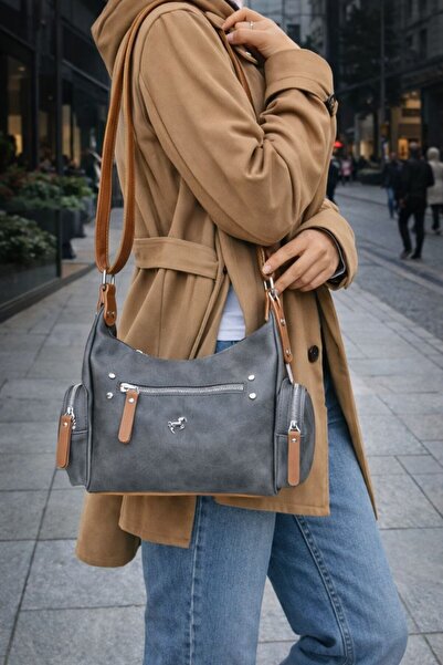 ÇANTAM GELSİN Γυναικείο γκρι πολυθεσιακό τσαντάκι ώμου Miami Polo και Τσάντα ...