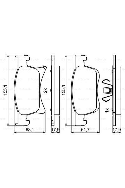 Bosch Σετ τακάκια φρένων, δισκόφρενο 0 986 494 823