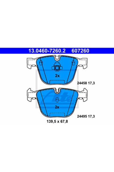 Ate Σετ τακάκια φρένων, δισκόφρενο 13.0460-7260.2