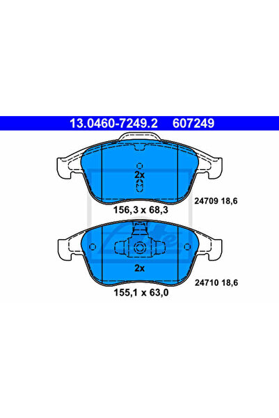 Ate Σετ τακάκια φρένων, δισκόφρενα 13.0460-7249.2 Renault Clio IV/Grand Scnic...