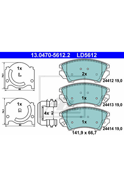 Ate Σετ τακάκια φρένων, δισκόφρενο 13.0470-5612.2 Chevrolet Malibu Opel Astra...