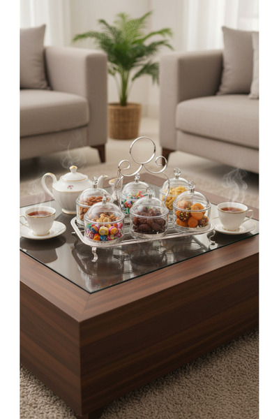 Generic A set of dessert and nut dishes with lids – an elegant touch for comp...