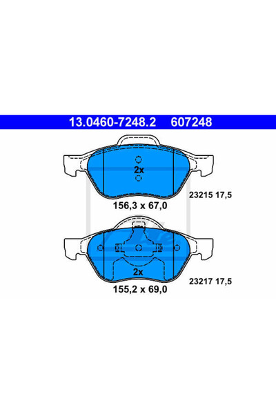 Ate Σετ τακάκια φρένων, δισκόφρενο 13.0460-7248.2