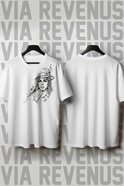 Vordevia تيشيرت مايكل جاكسون مطبوع برقبة دائرية وقصة فضفاضة 100% قطن للجنسين