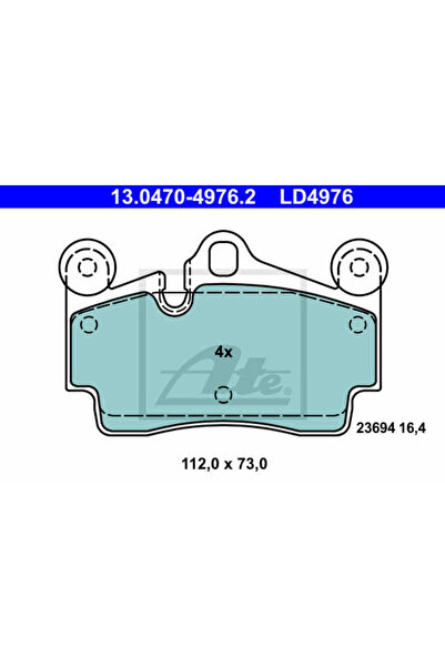 Ate Σετ τακάκια φρένων, δισκόφρενο 13.0470-4976.2