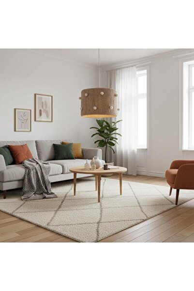 Elizim Home Lighting Makrome Krem Ponponlu Bohem Avize