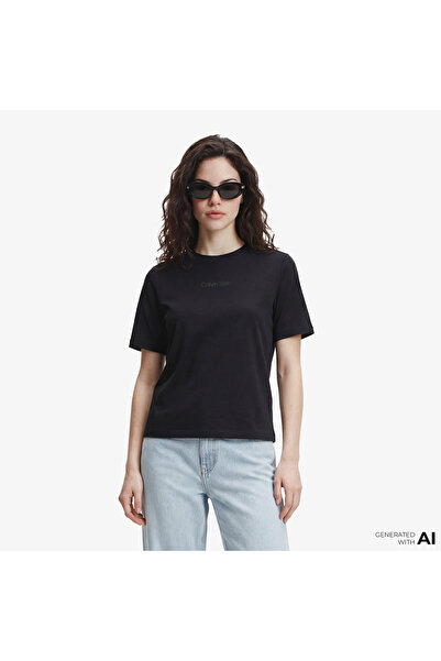 Calvin Klein Classic 20S Logo Grap Kadın Siyah T-Shirt