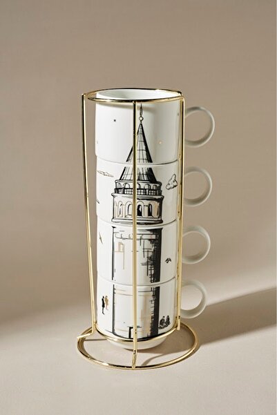 Saatistan Şık 4'lü Standlı Mug Kupa Seti, modern ve kullanışlı tasarım