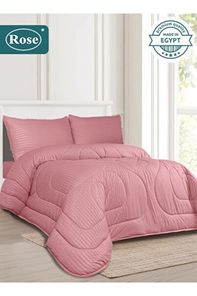 Rose Microfiber Hotel Stripe Comforter Set 4 Pcs, Fits 120x200 cm Single Size...