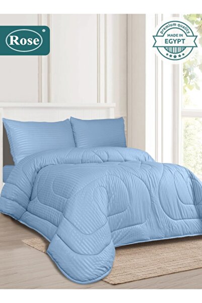 Rose Microfiber Hotel Stripe Comforter Set 4 Pcs, Fits 120x200 cm Single Bed,...