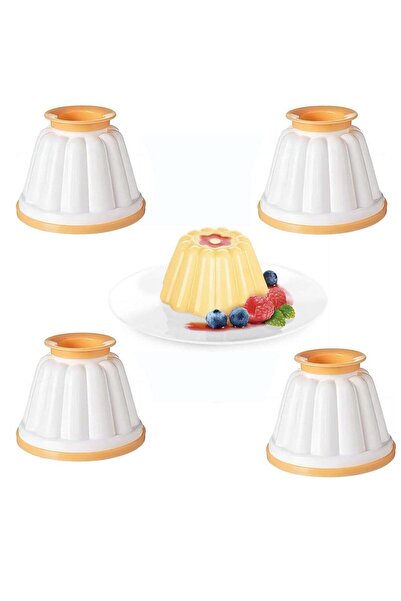 Generic 4 Pieces Pudding Moulds Pudding Cups with Lid and Various Shapes on Top