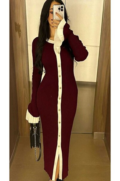 ABAZAR Yeni sezon triko kışlık Kadın maxi elbise Neven model.