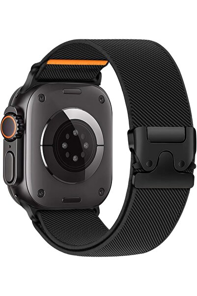 HYX حزام عريض من النايلون مرن مزود بإبزيم لساعة أبل ألترا مقاسات 49 مم، 46 مم...