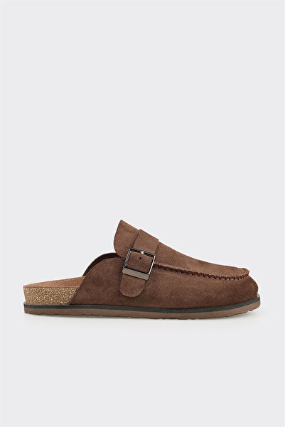 Elle Shoes Kahve Deri Erkek Terlik