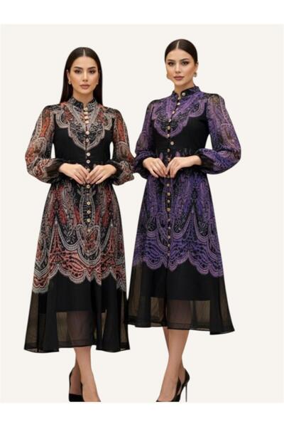 Gelert Floral midi dress with long sleeves and buttons