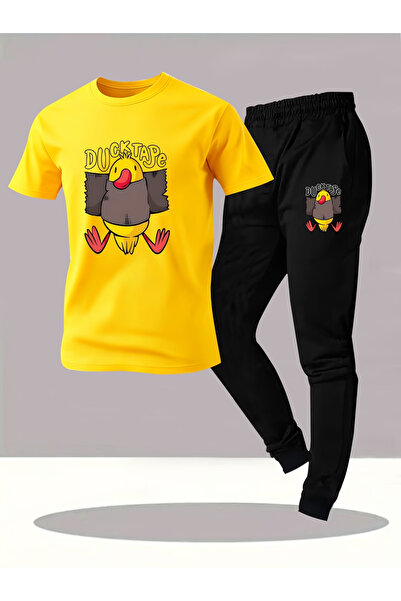 Flow touch Duck Printed Oversized Bottom Top Tracksuit Set