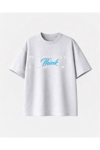 COMVİCHO تيشيرت أبيض مطبوع إيجابي