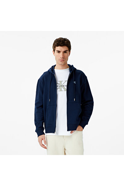 Calvin Klein Terry Monogram Erkek Mavi Sweatshirt