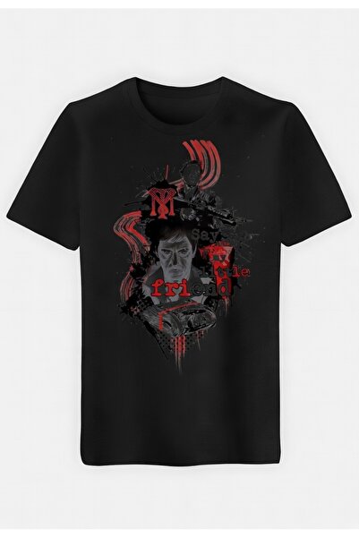 COMVİCHO تي شيرت ساي ليتل فريند مطبوع أسود