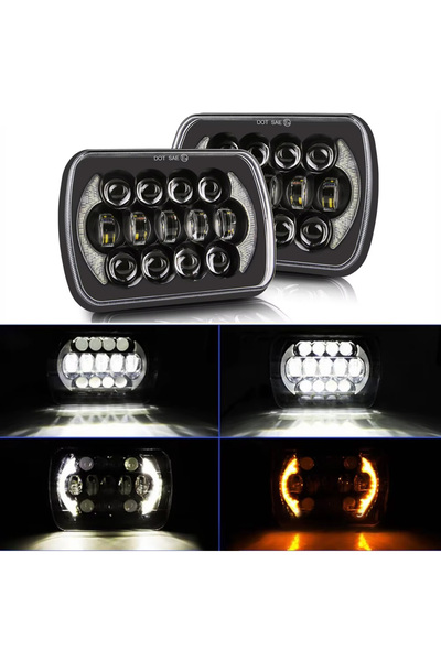 Choice 2 Pcs 5X7" 7x6 Inch Rectangle LED Headlight DRL Hi-Low Beam For Jeep W...