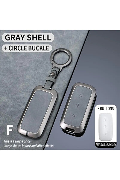 Choice1 Gray Circle Set 3 Butt Car Key Case Cover Shell Fob For Geely EX5 E5 ...