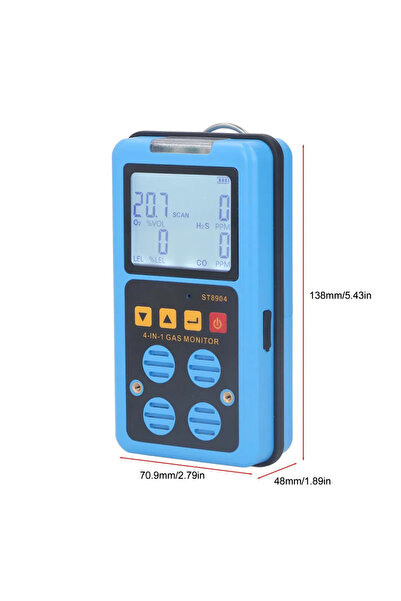 Choice Blue Gas Monitor 4 in 1 CO H2S O2 LEL Accurate Measurement Sound Light...